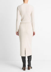 VINCE | Cozy Rib Midi Skirt in Skirts - HEATHER CREAM OAT