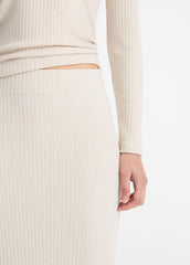 VINCE | Cozy Rib Midi Skirt in Skirts - HEATHER CREAM OAT