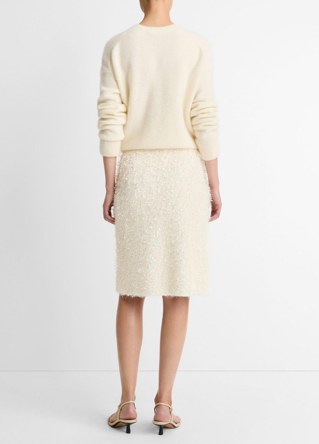 VINCE | Feathery-Fringe Knee Skirt in Skirts - LIGHT CREAM