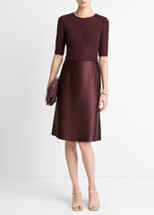 VINCE | Satin A-Line Knee Skirt in Skirts - OXBLOOD