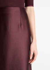 VINCE | Satin A-Line Knee Skirt in Skirts - OXBLOOD