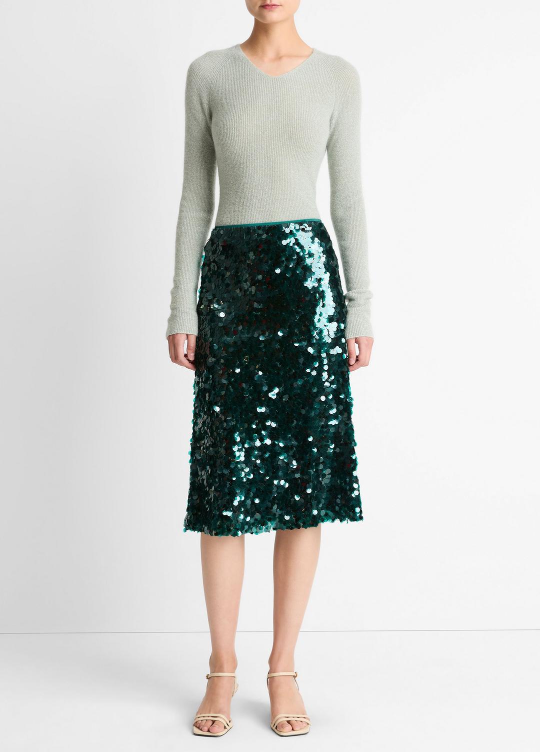 VINCE | Paillette Bias Skirt in Skirts - JUNIPER