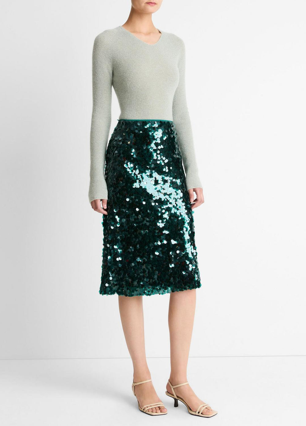 VINCE | Paillette Bias Skirt in Skirts - JUNIPER