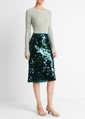 VINCE | Paillette Bias Skirt in Skirts - JUNIPER