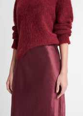 VINCE | Satin Side-Slit Slip Skirt in Skirts - BORDEAUX