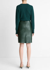 VINCE | Leather Flared Knee Skirt in Skirts - JUNIPER