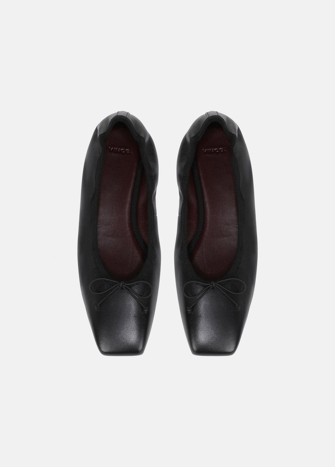 VINCE | Darla Leather Ballet Flat in Loafers & Flats - BLACK