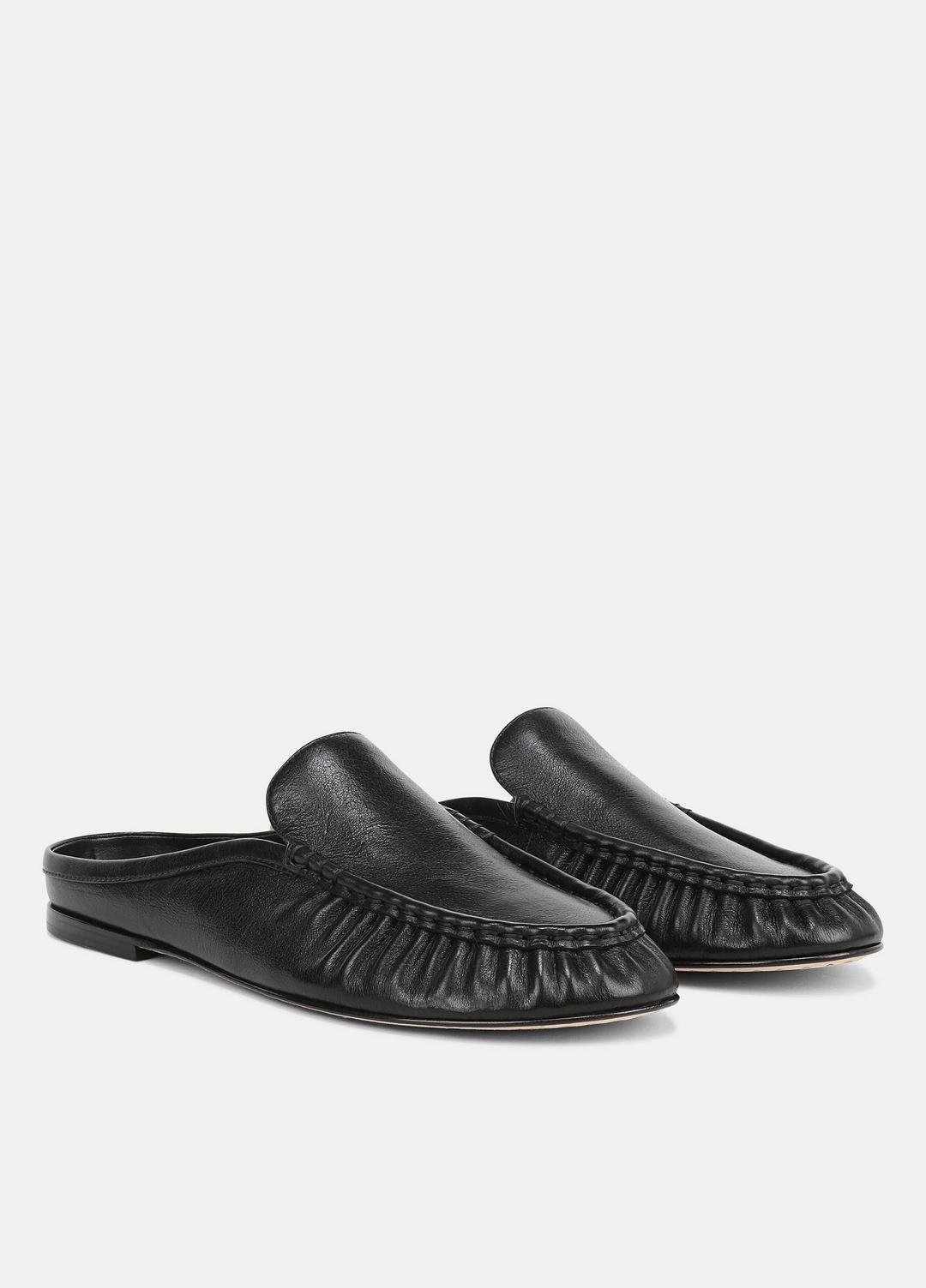 VINCE | Tevin Leather Mule in Loafers & Flats - BLACK