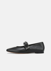 VINCE | Daniela Leather Mary Jane Flat in Loafers & Flats - BLACK