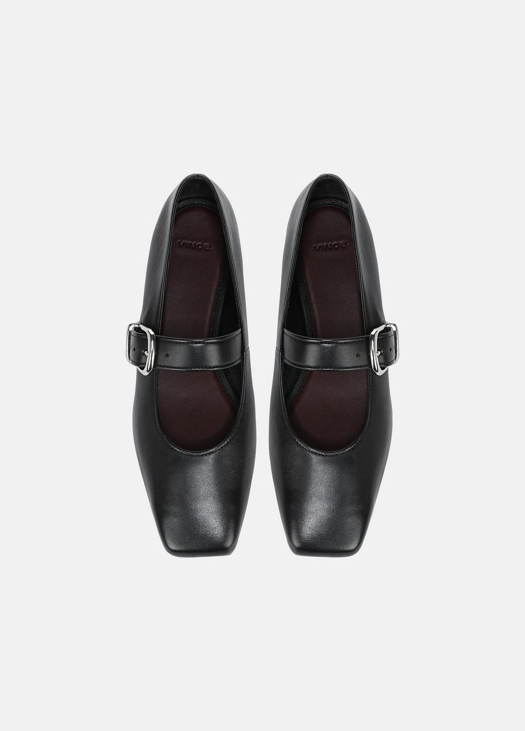 VINCE | Daniela Leather Mary Jane Flat in Loafers & Flats - BLACK
