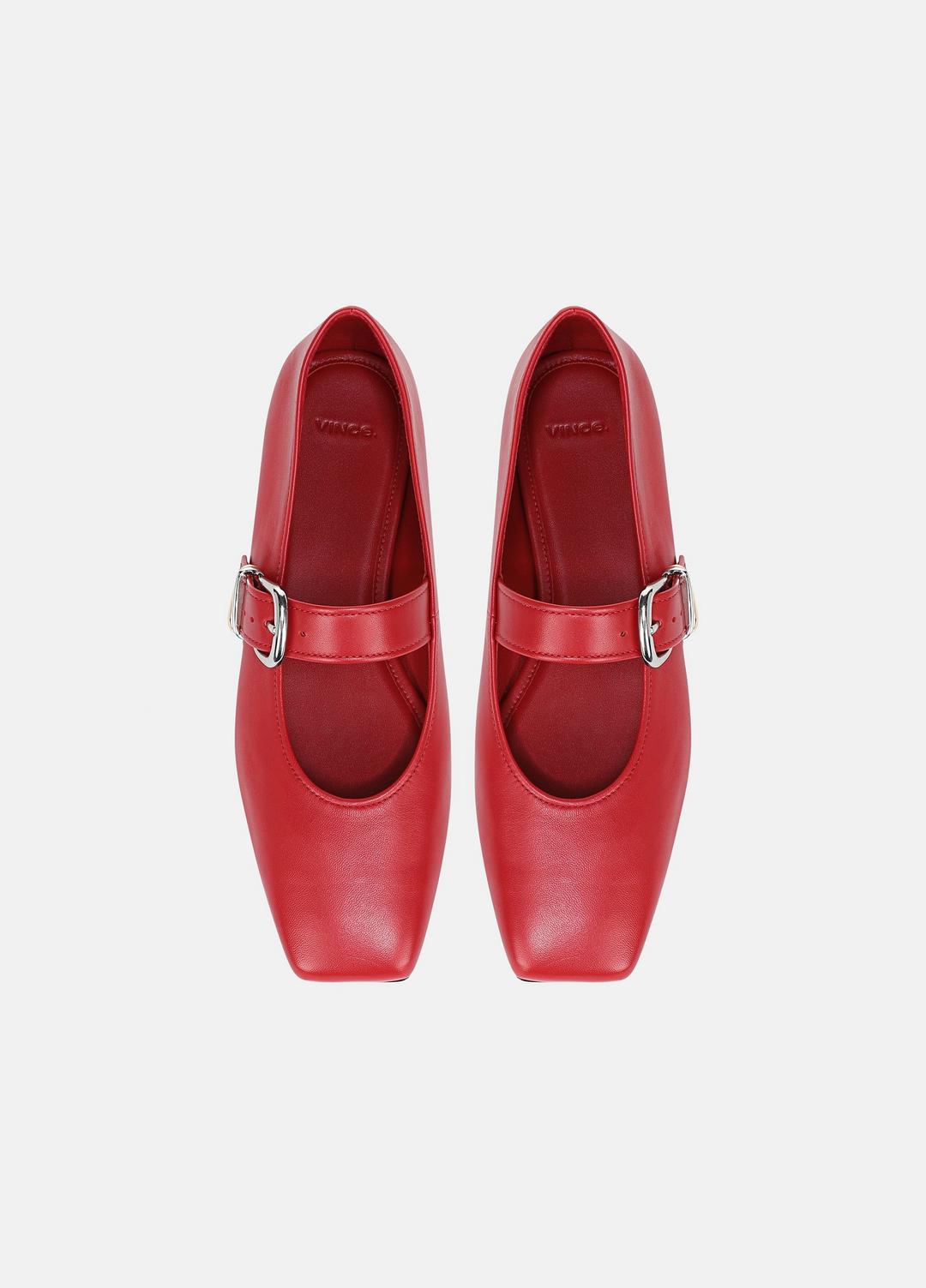 VINCE | Daniela Leather Mary Jane Flat in Loafers & Flats - CRIMSON