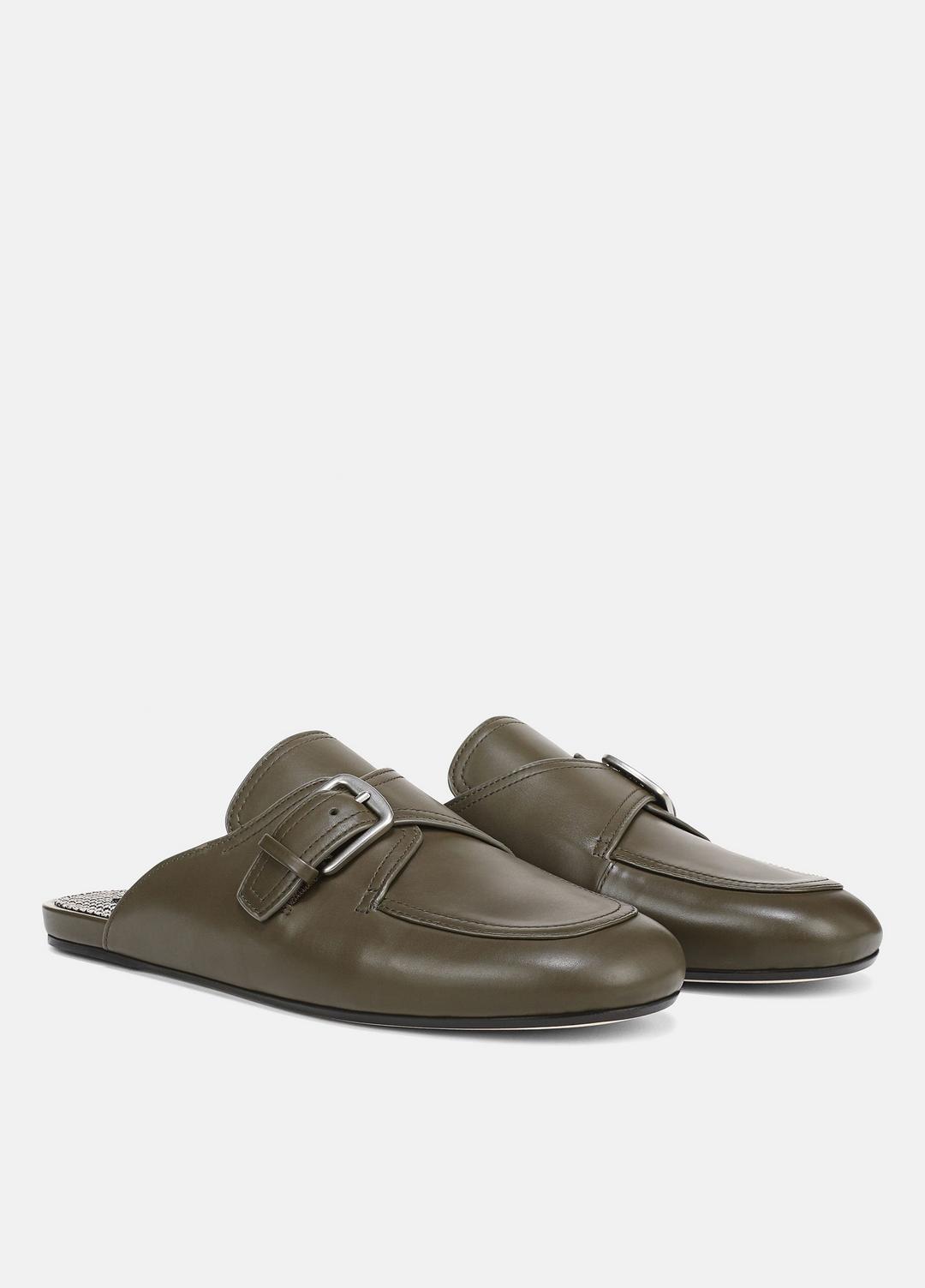 VINCE | Minetta Leather Loafer Mule in Loafers & Flats - MILITARE