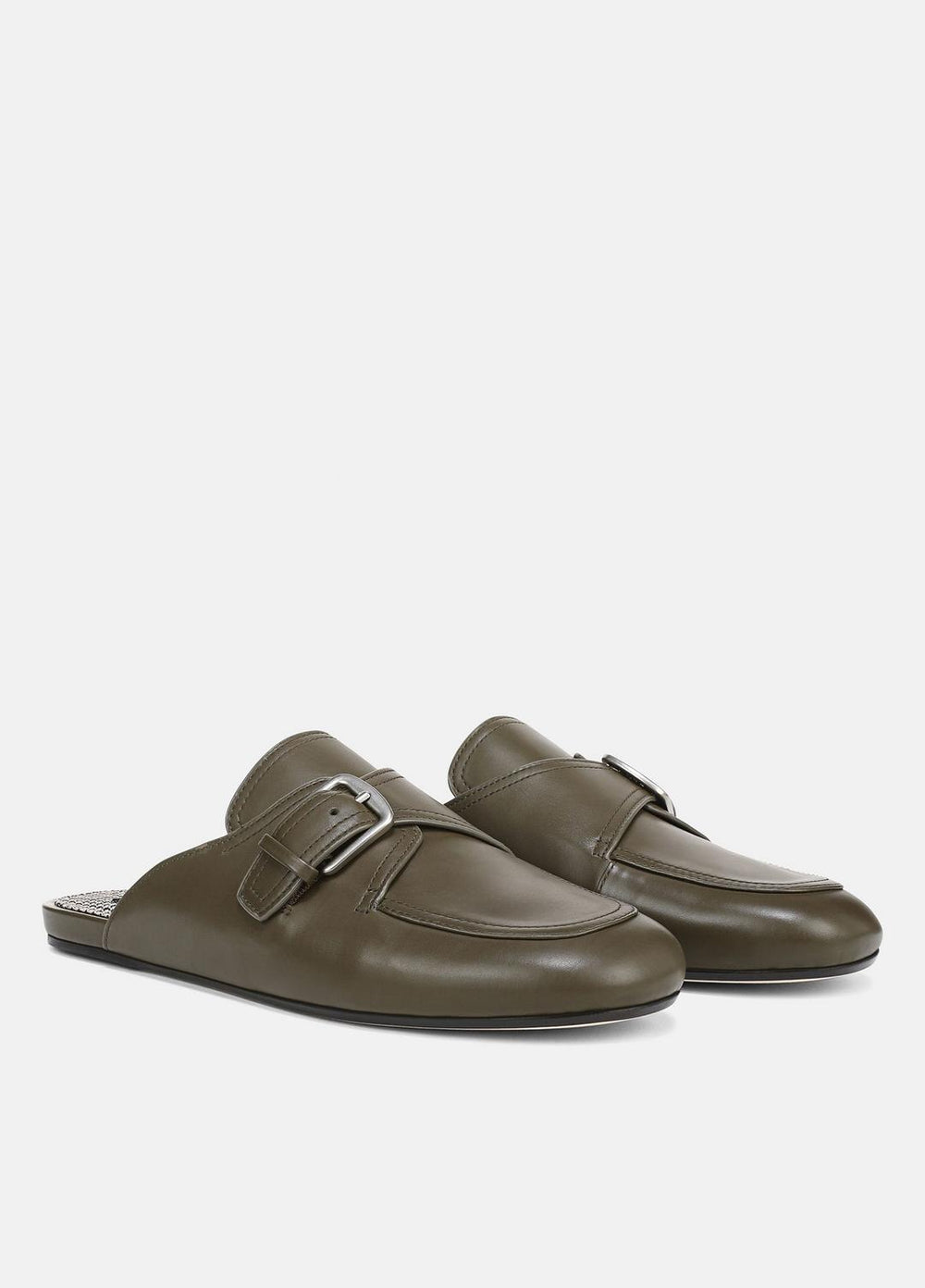 VINCE | Minetta Leather Loafer Mule in Loafers & Flats - MILITARE