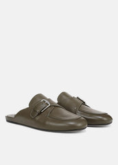VINCE | Minetta Leather Loafer Mule in Loafers & Flats - MILITARE