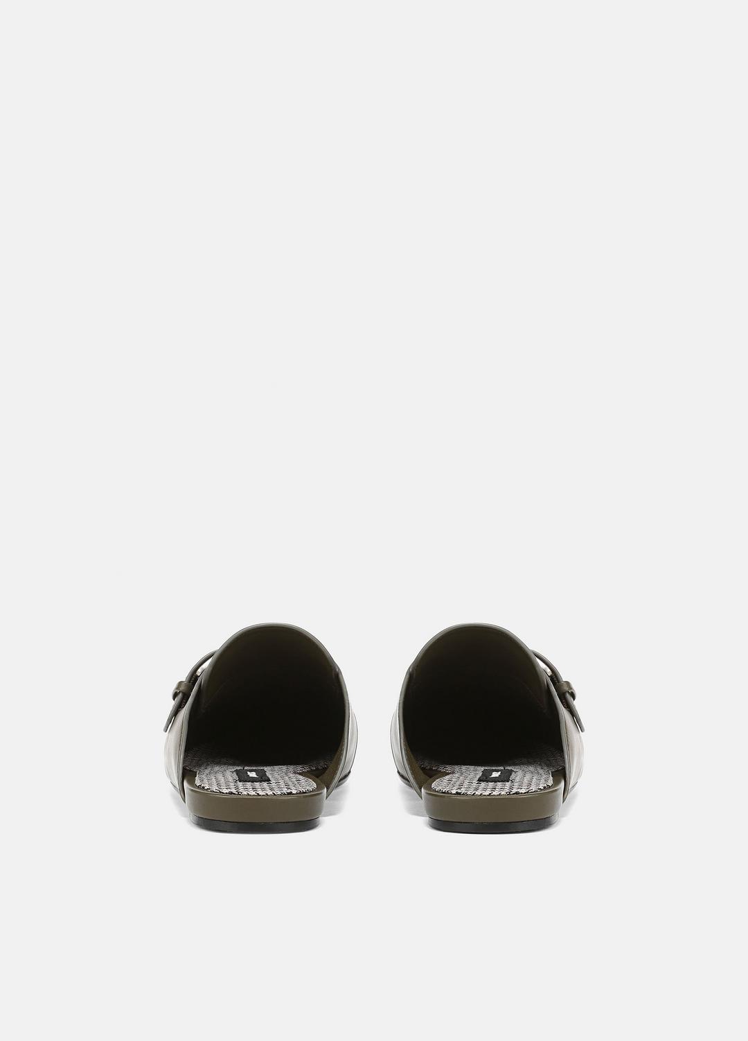 VINCE | Minetta Leather Loafer Mule in Loafers & Flats - MILITARE