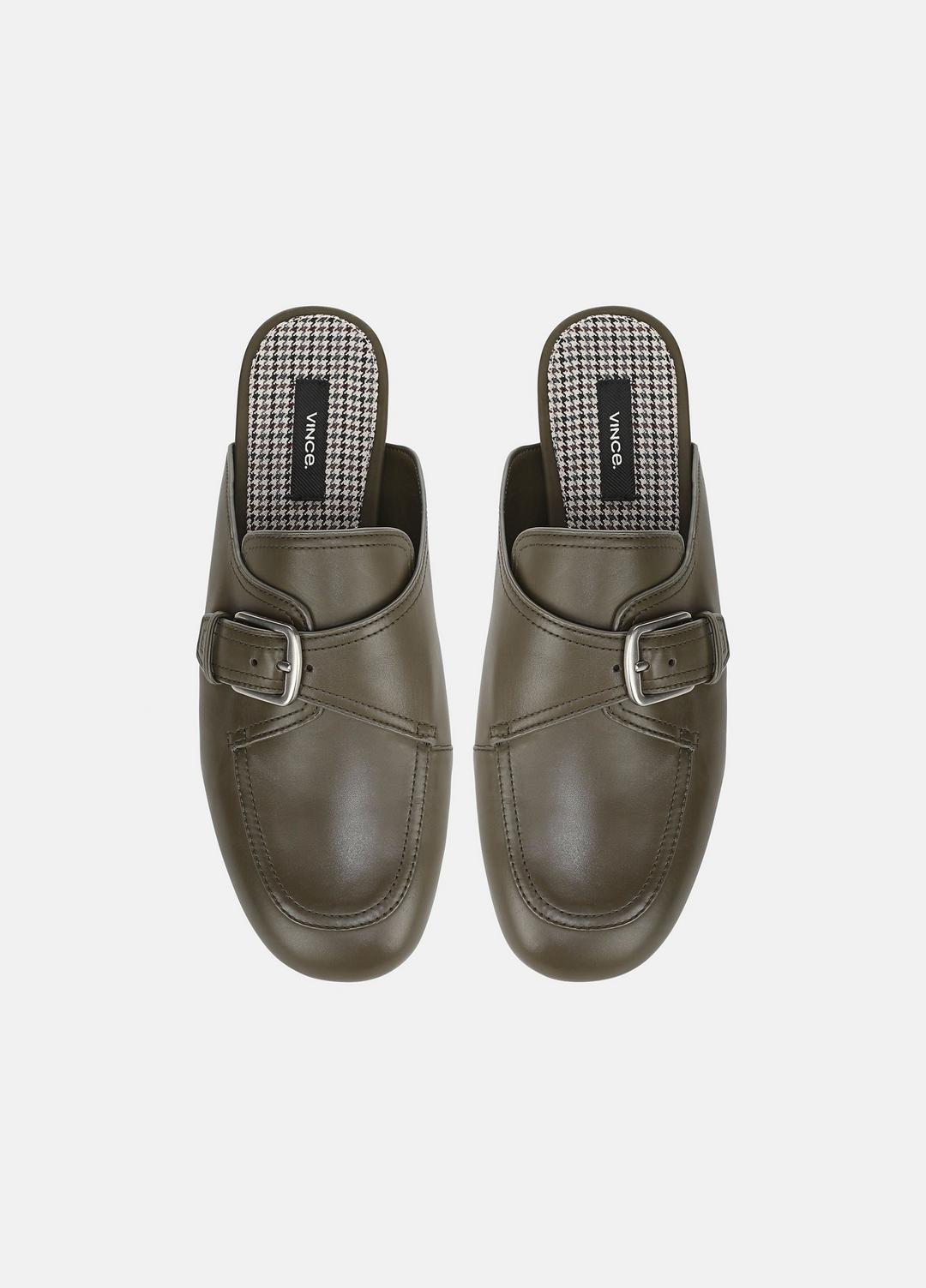 VINCE | Minetta Leather Loafer Mule in Loafers & Flats - MILITARE