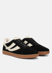 VINCE | Oasis Suede & Shearling Sneaker in Sneakers - BLACK