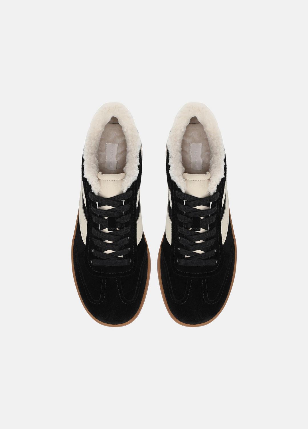 VINCE | Oasis Suede & Shearling Sneaker in Sneakers - BLACK