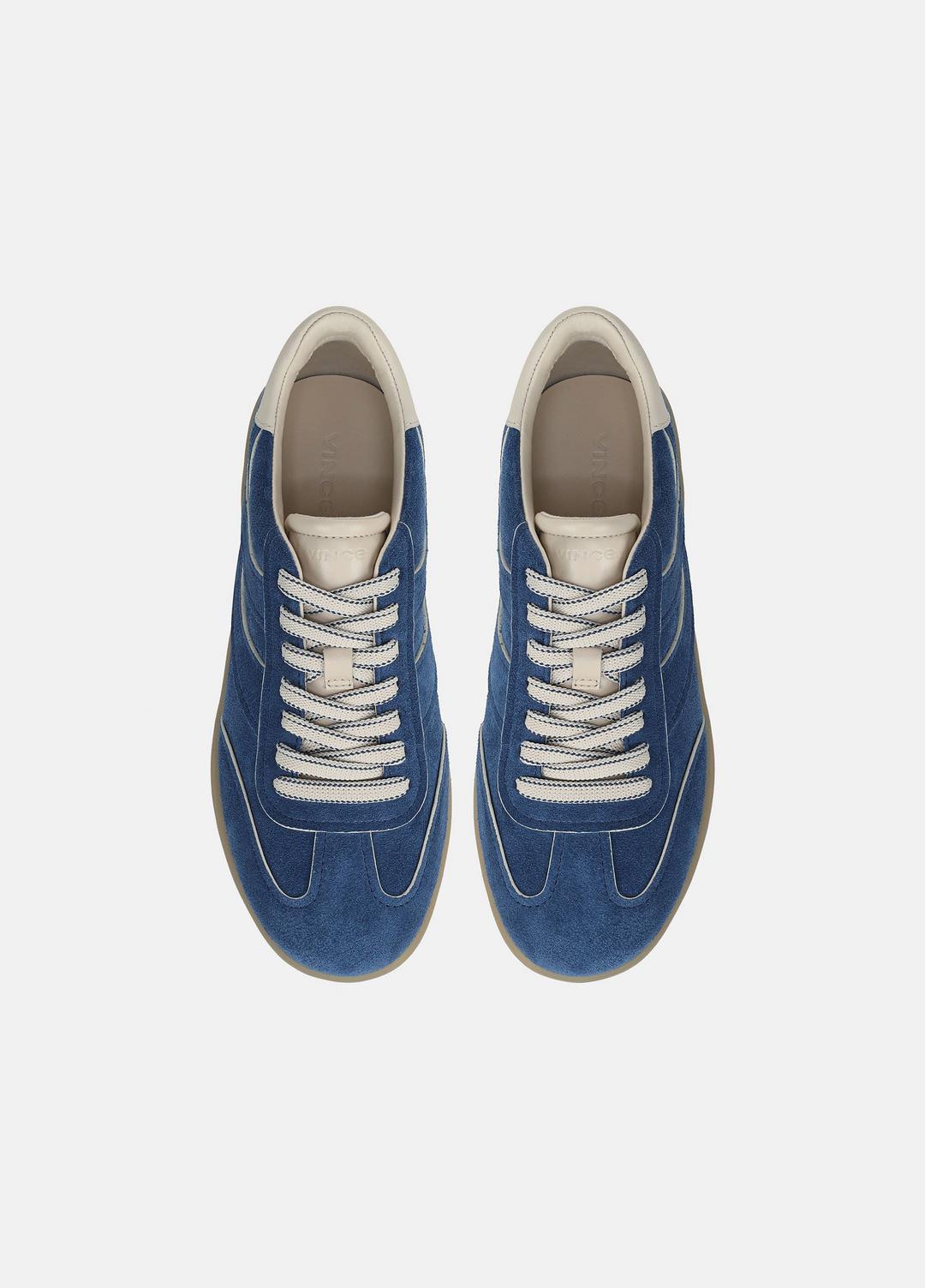 VINCE | Oasis Contrast-Edge Suede Sneaker in Sneakers - INDIGO/FLAX
