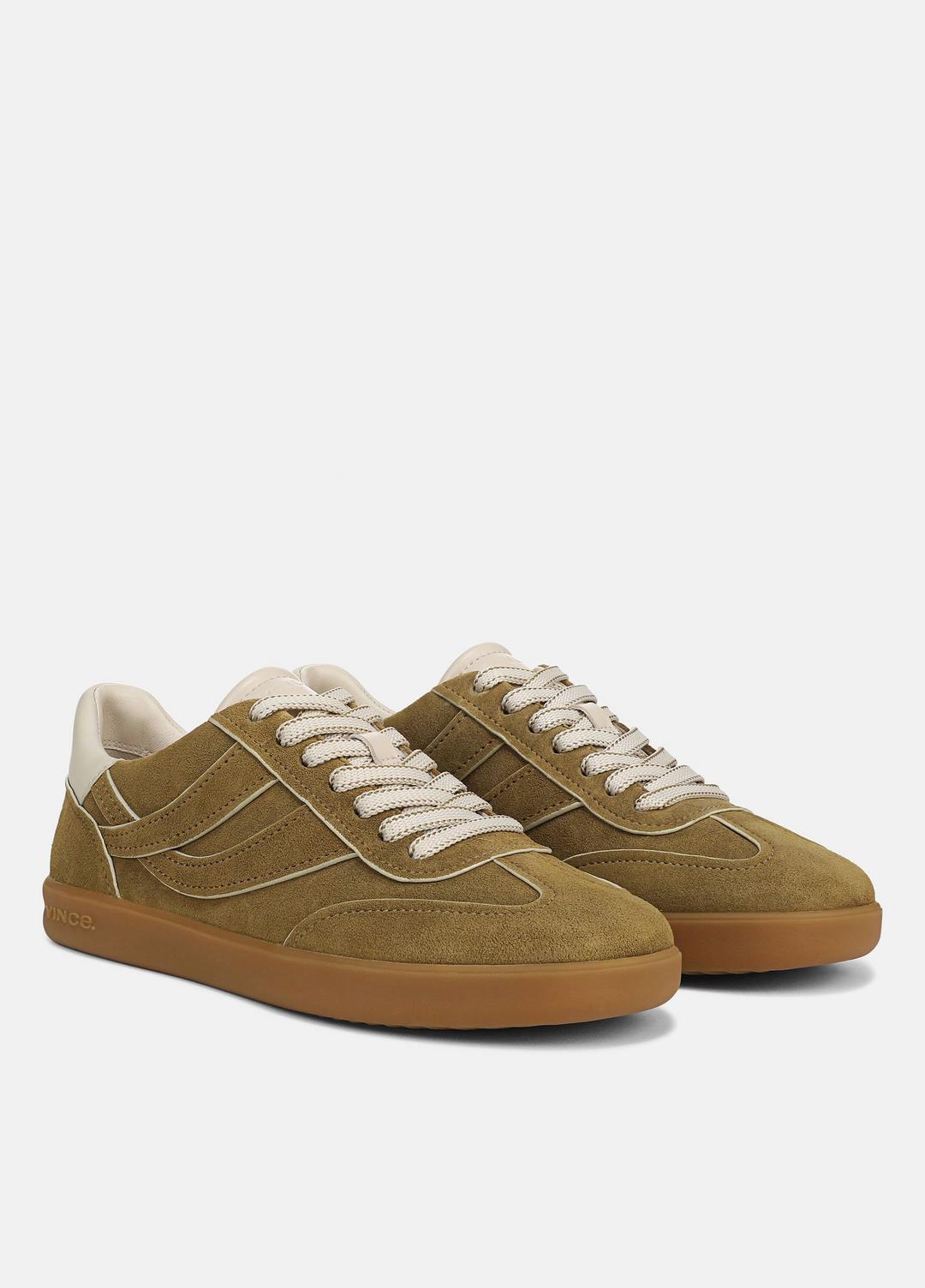 VINCE | Oasis Contrast-Edge Suede Sneaker in Sneakers - OLIVEWOOD/FLAX