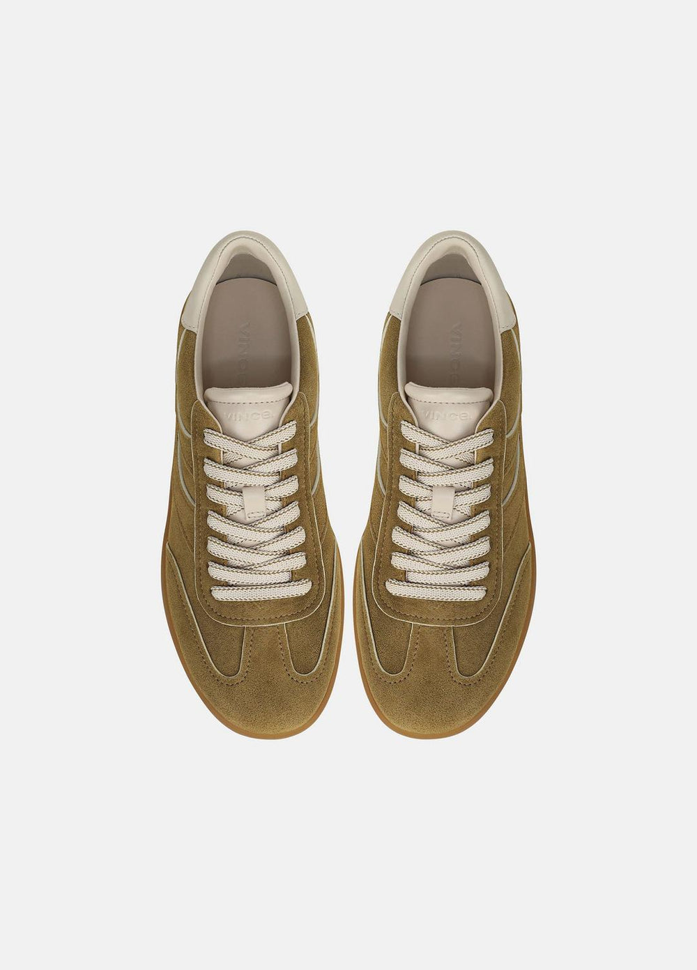 VINCE | Oasis Contrast-Edge Suede Sneaker in Sneakers - OLIVEWOOD/FLAX