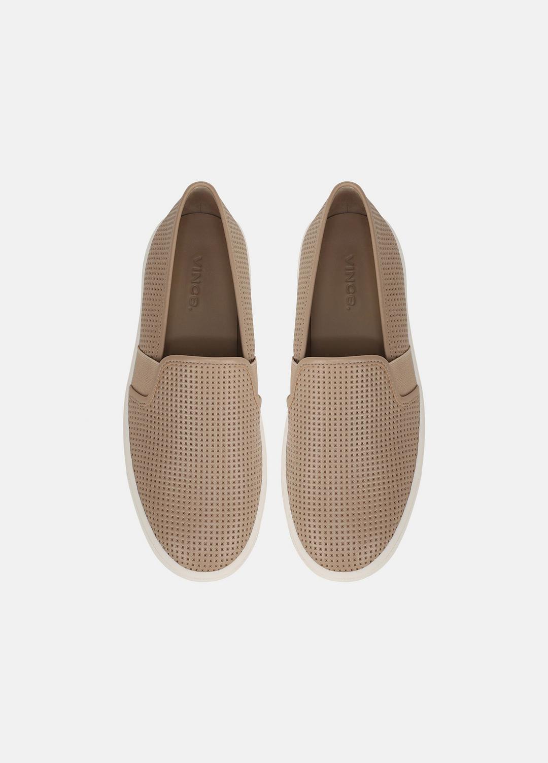 VINCE | Blair Perforated Leather Sneaker in Sneakers - WARM ALMOND
