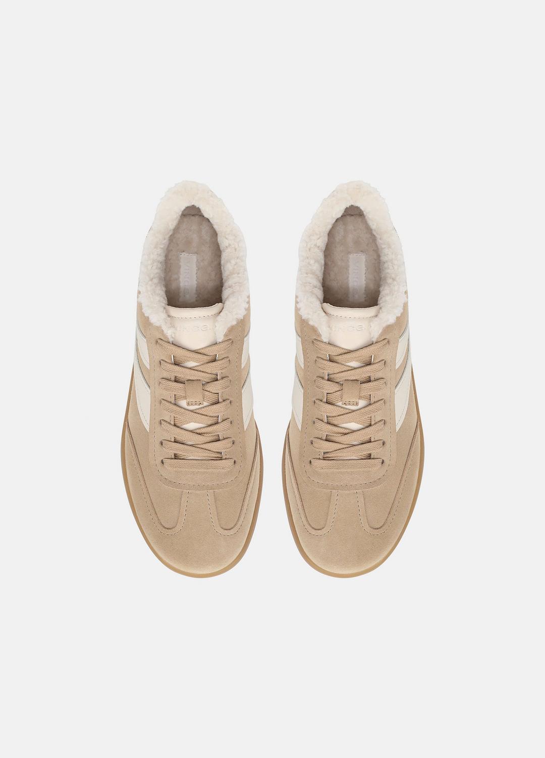 VINCE | Oasis Suede & Shearling Sneaker in Sneakers - SAND TRAIL