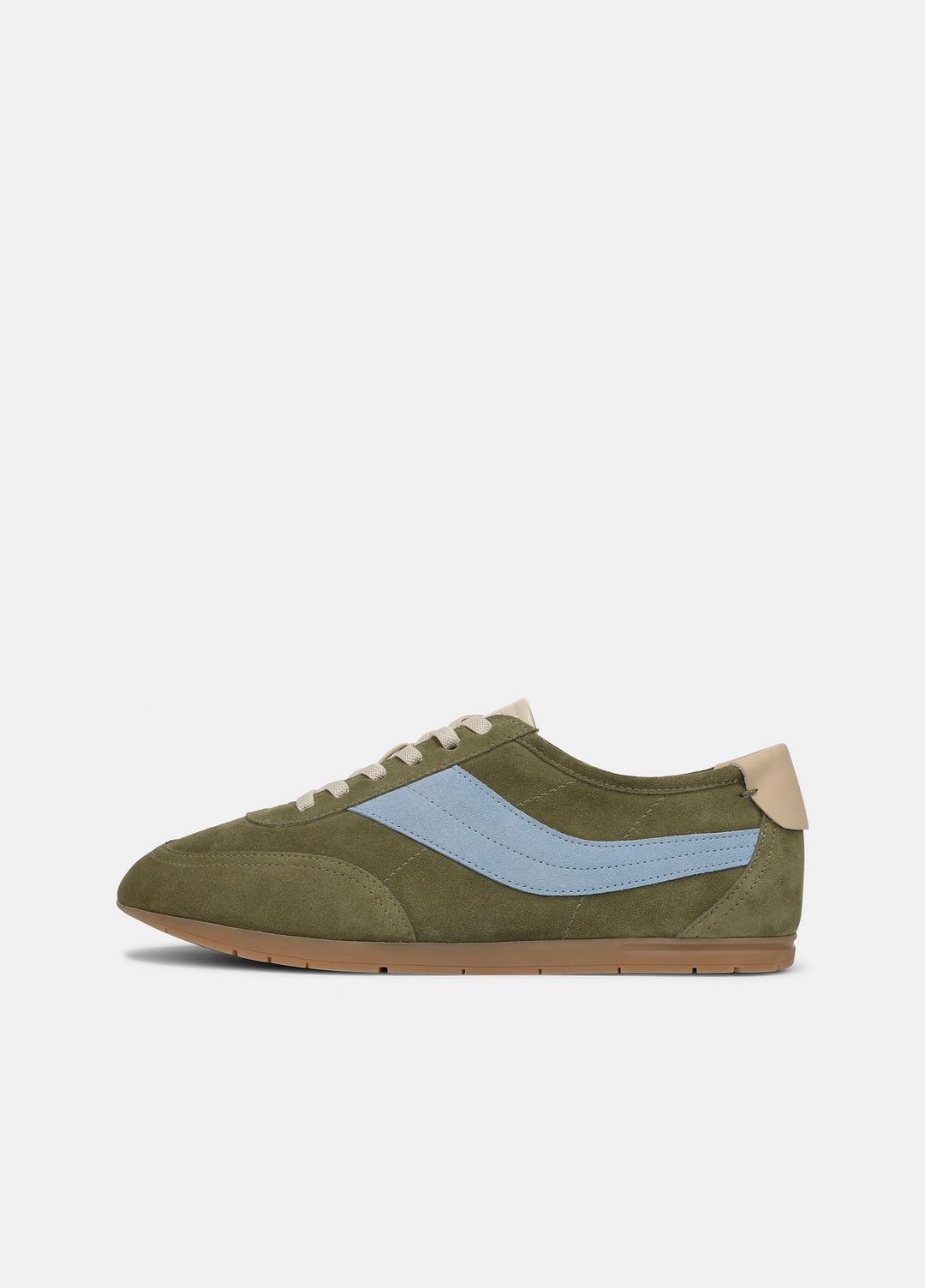 VINCE | LA Suede & Leather Runner Sneaker in Sneakers - LODEN GREEN/GLACIAL BLUE