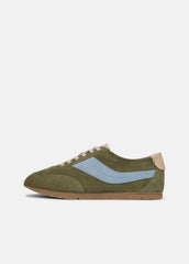 VINCE | LA Suede & Leather Runner Sneaker in Sneakers - LODEN GREEN/GLACIAL BLUE