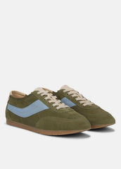 VINCE | LA Suede & Leather Runner Sneaker in Sneakers - LODEN GREEN/GLACIAL BLUE