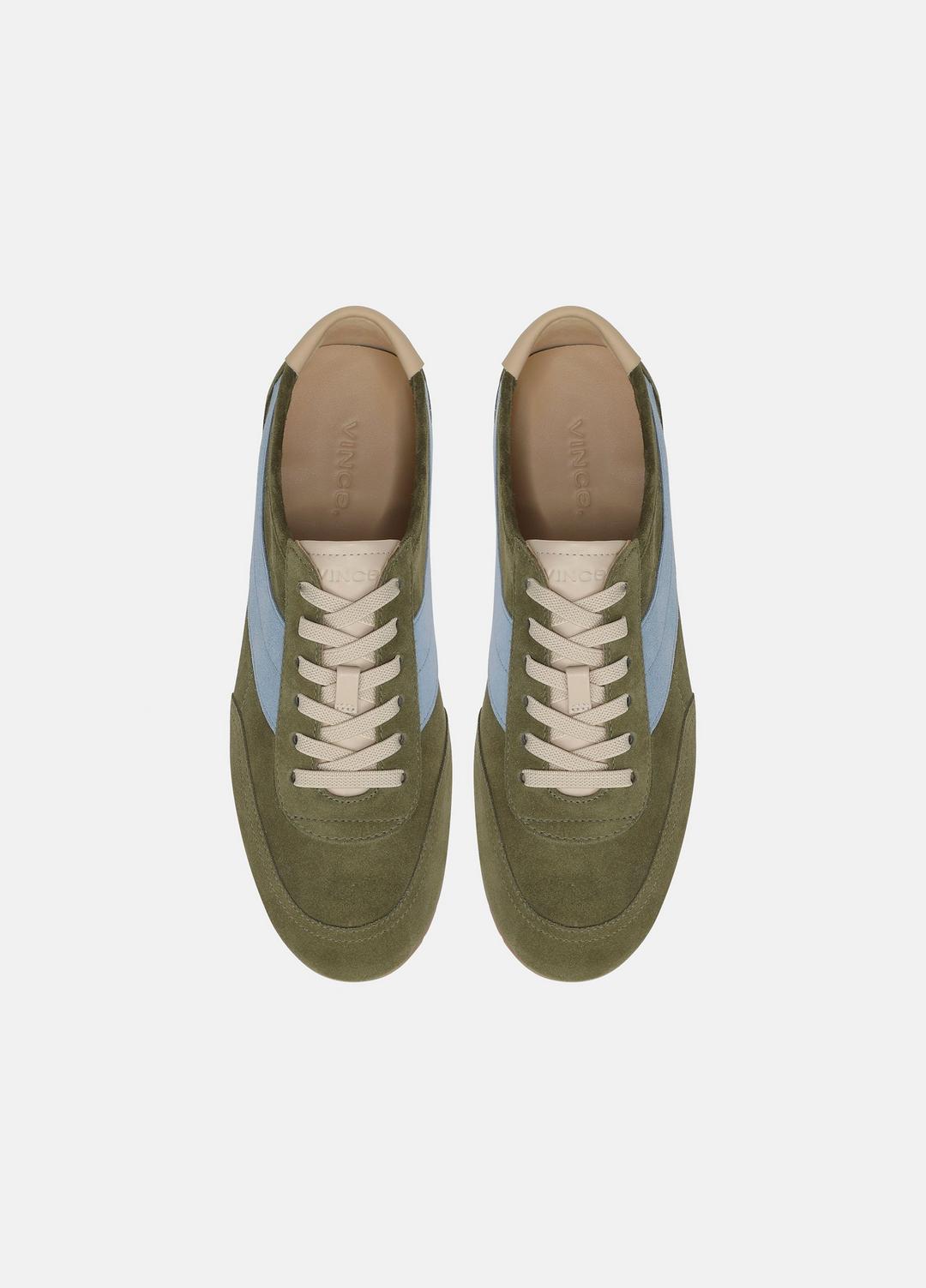 VINCE | LA Suede & Leather Runner Sneaker in Sneakers - LODEN GREEN/GLACIAL BLUE