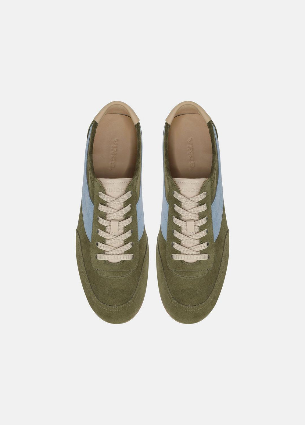 VINCE | LA Suede & Leather Runner Sneaker in Sneakers - LODEN GREEN/GLACIAL BLUE