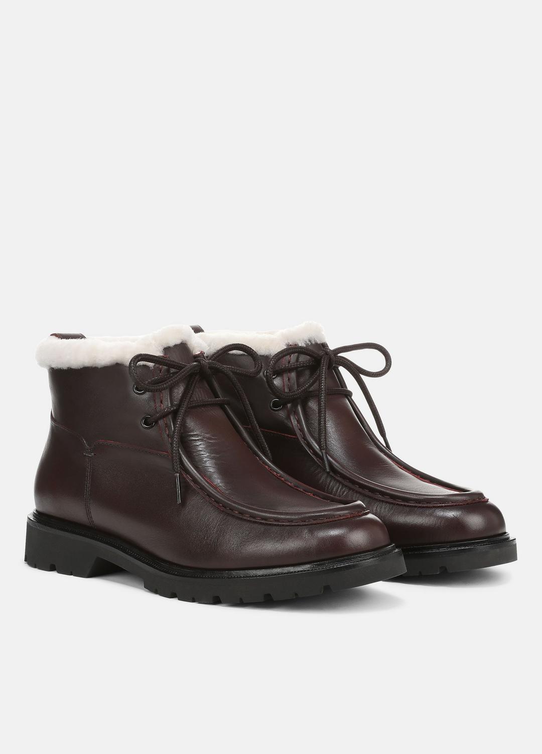VINCE | Sierra Shearling-Lined Lug-Sole Boot in Boots - CHILI BROWN