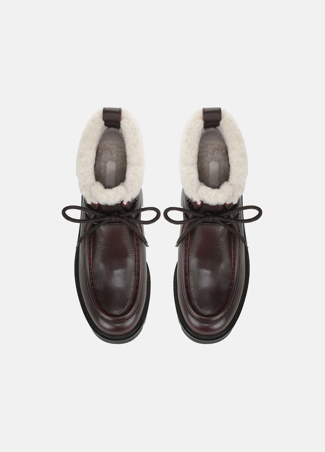 VINCE | Sierra Shearling-Lined Lug-Sole Boot in Boots - CHILI BROWN