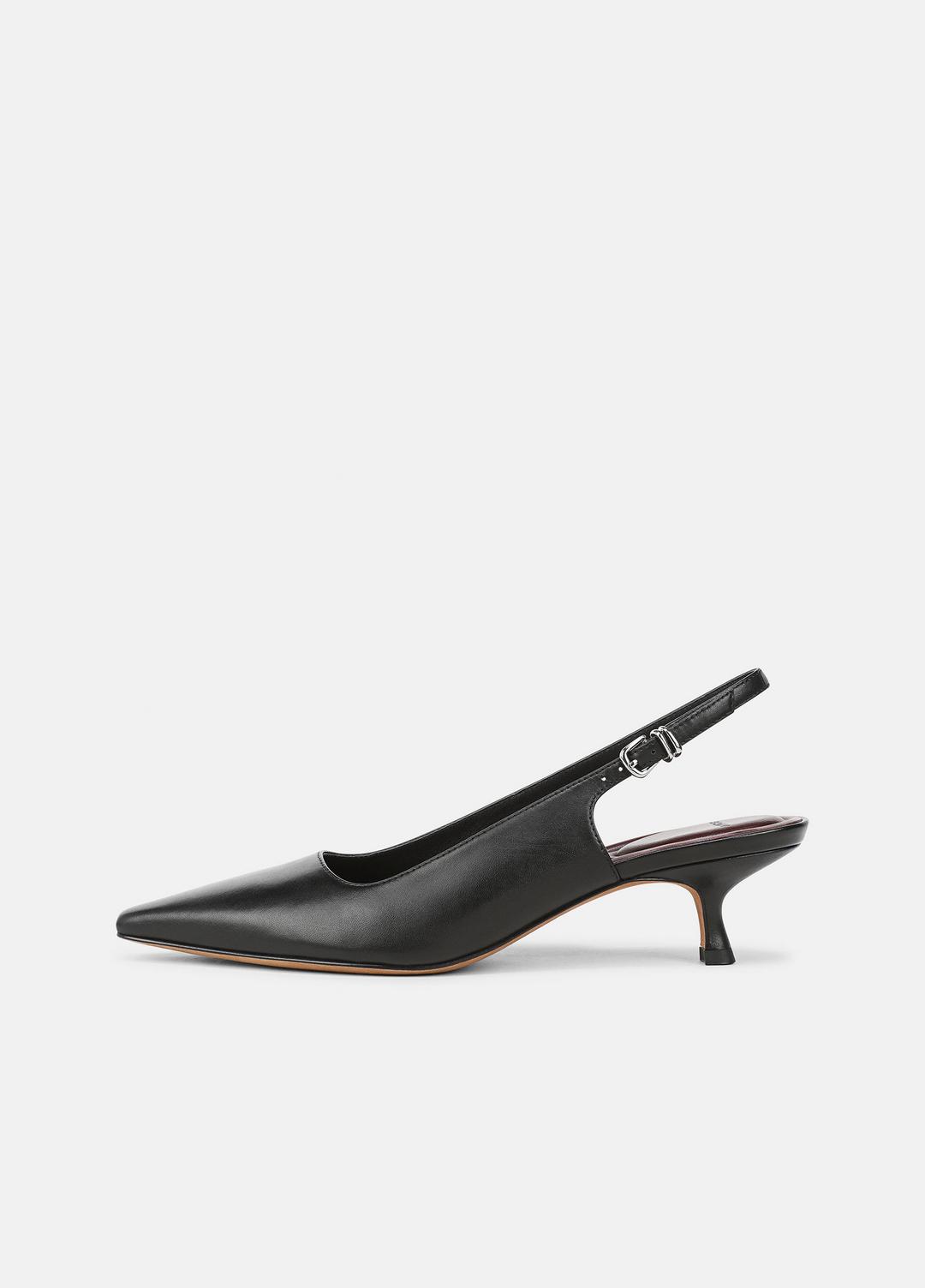 VINCE | Sabra Leather Slingback Heel in Heels - BLACK