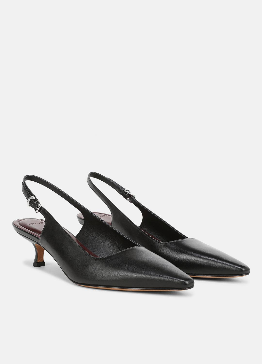 VINCE | Sabra Leather Slingback Heel in Heels - BLACK