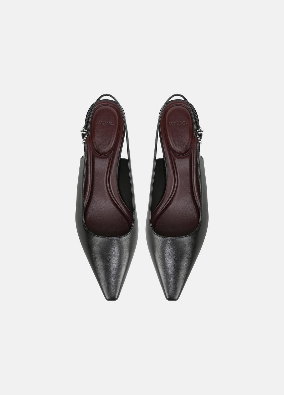 VINCE | Sabra Leather Slingback Heel in Heels - BLACK