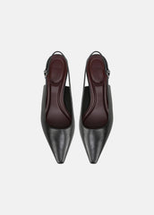 VINCE | Sabra Leather Slingback Heel in Heels - BLACK