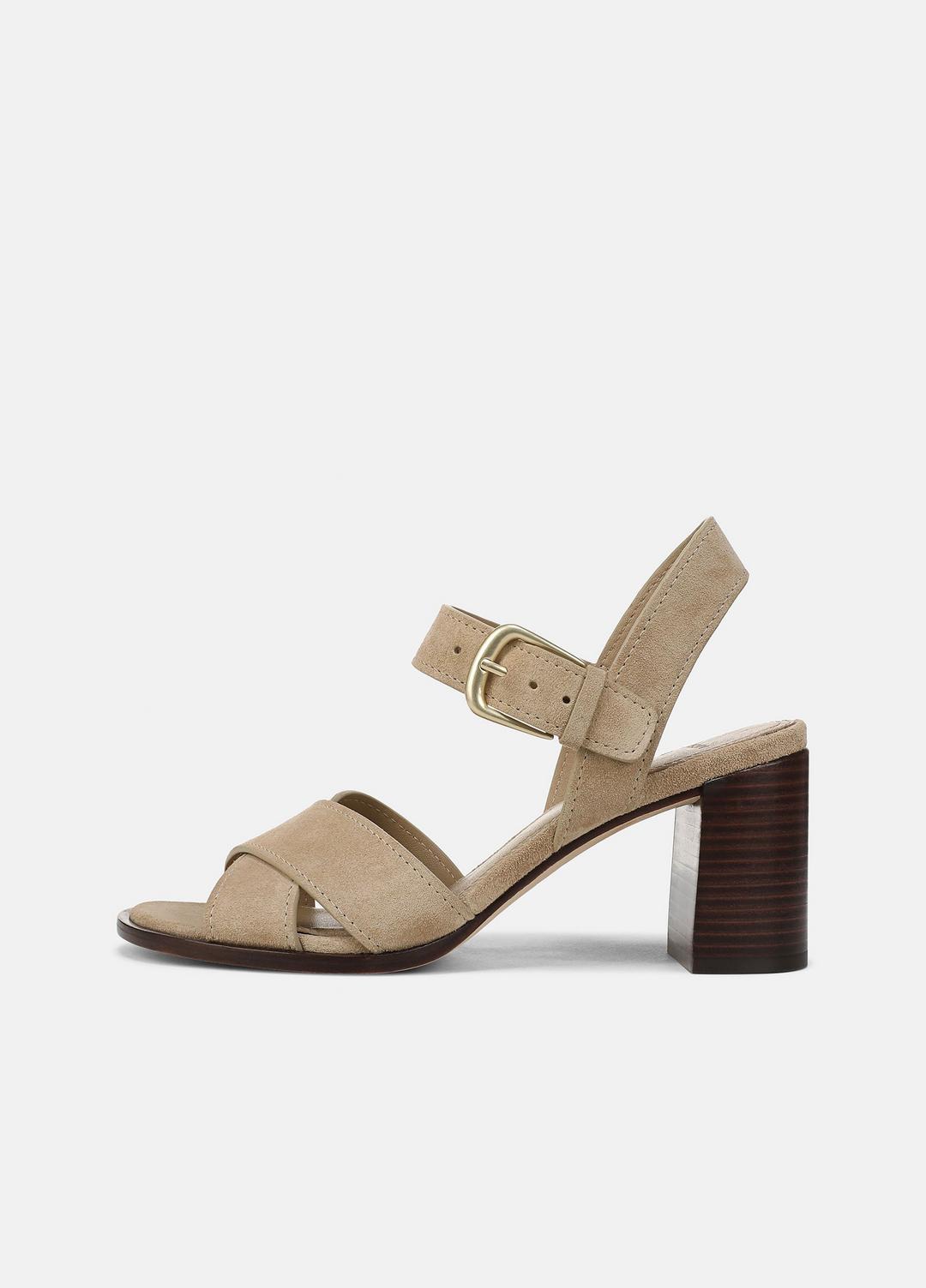 VINCE | Salma Suede Heeled Sandal in Heels - DUNE