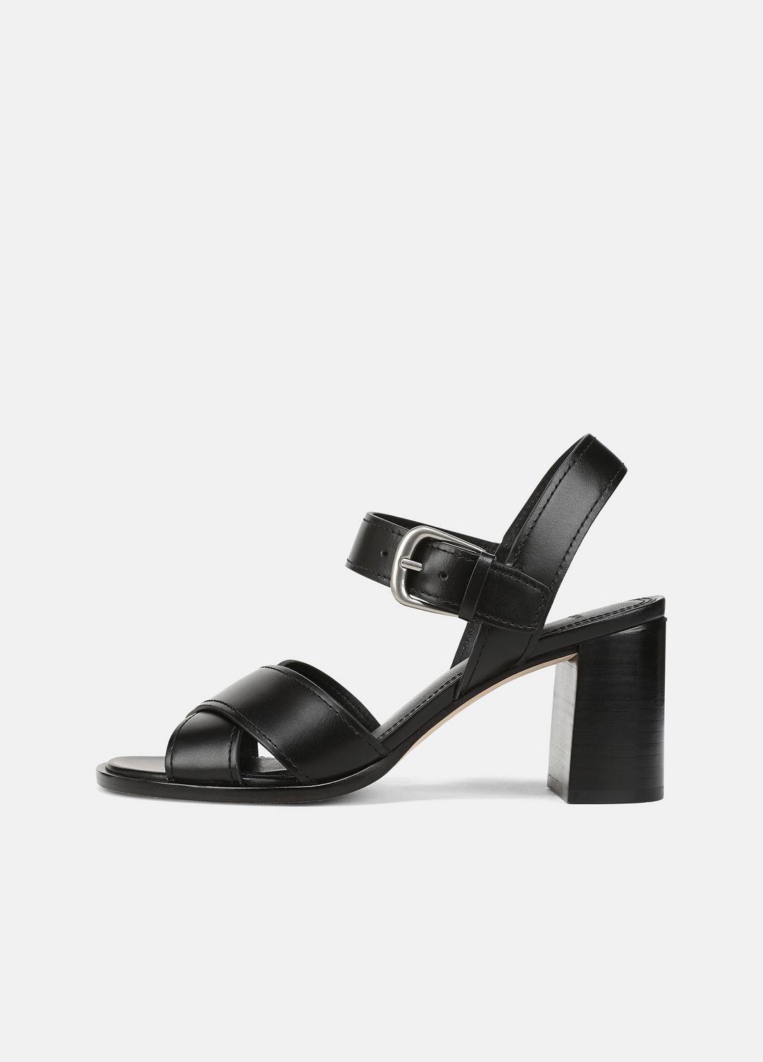VINCE | Salma Leather Heeled Sandal in Heels - BLACK
