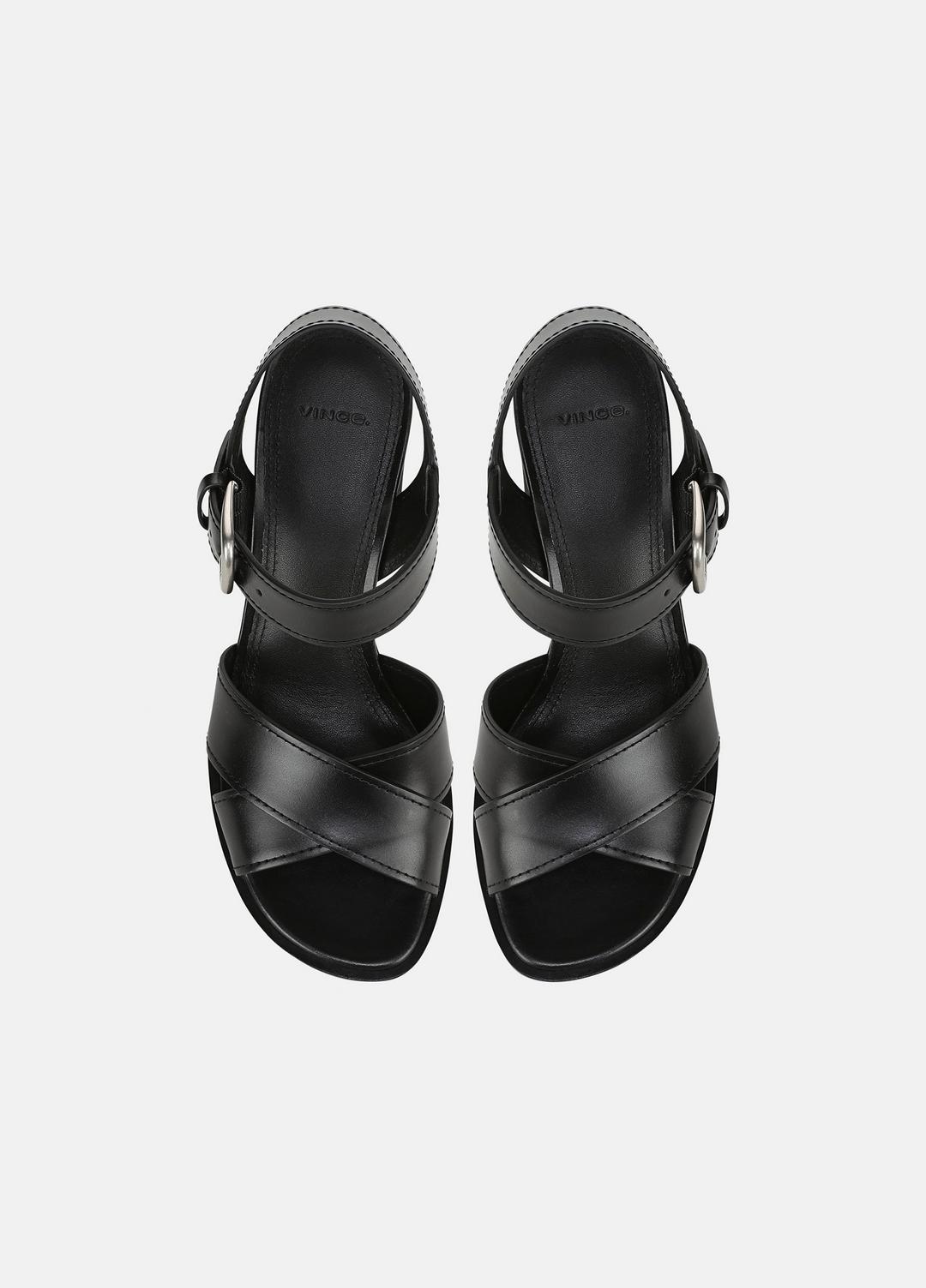VINCE | Salma Leather Heeled Sandal in Heels - BLACK