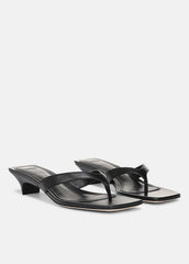 VINCE | San Juan Leather Heeled Thong Sandal in Heels - BLACK