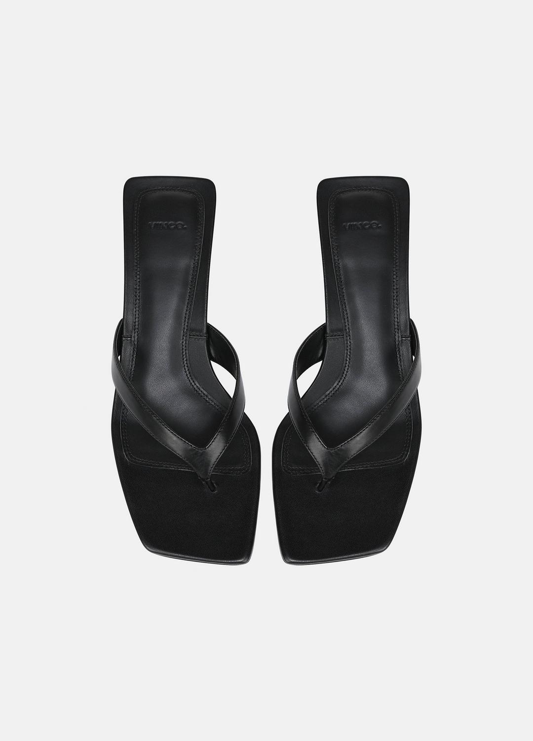 VINCE | San Juan Leather Heeled Thong Sandal in Heels - BLACK