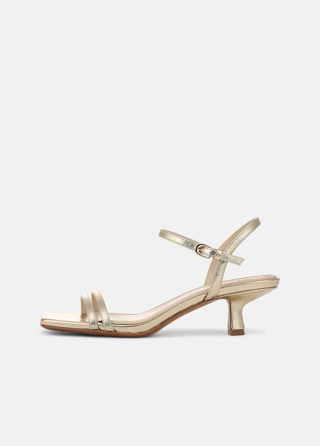VINCE | Tilda Metallic Leather Heeled Sandal in Heels - CHAMPAGNE