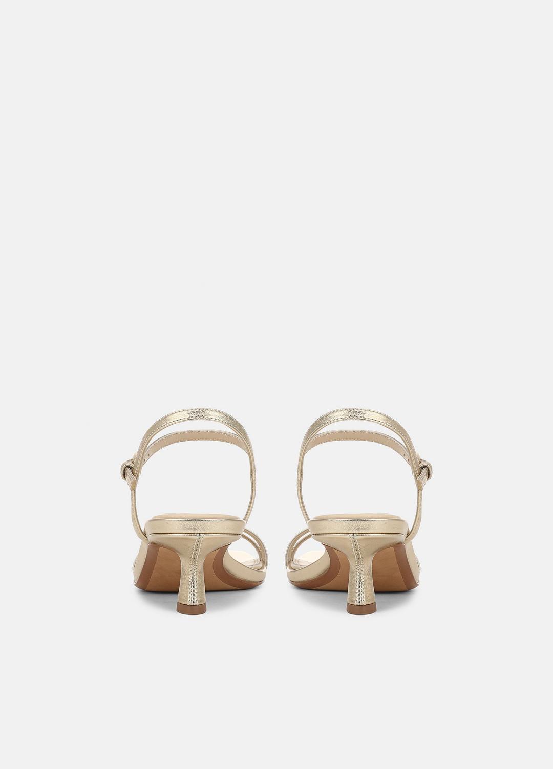 VINCE | Tilda Metallic Leather Heeled Sandal in Heels - CHAMPAGNE