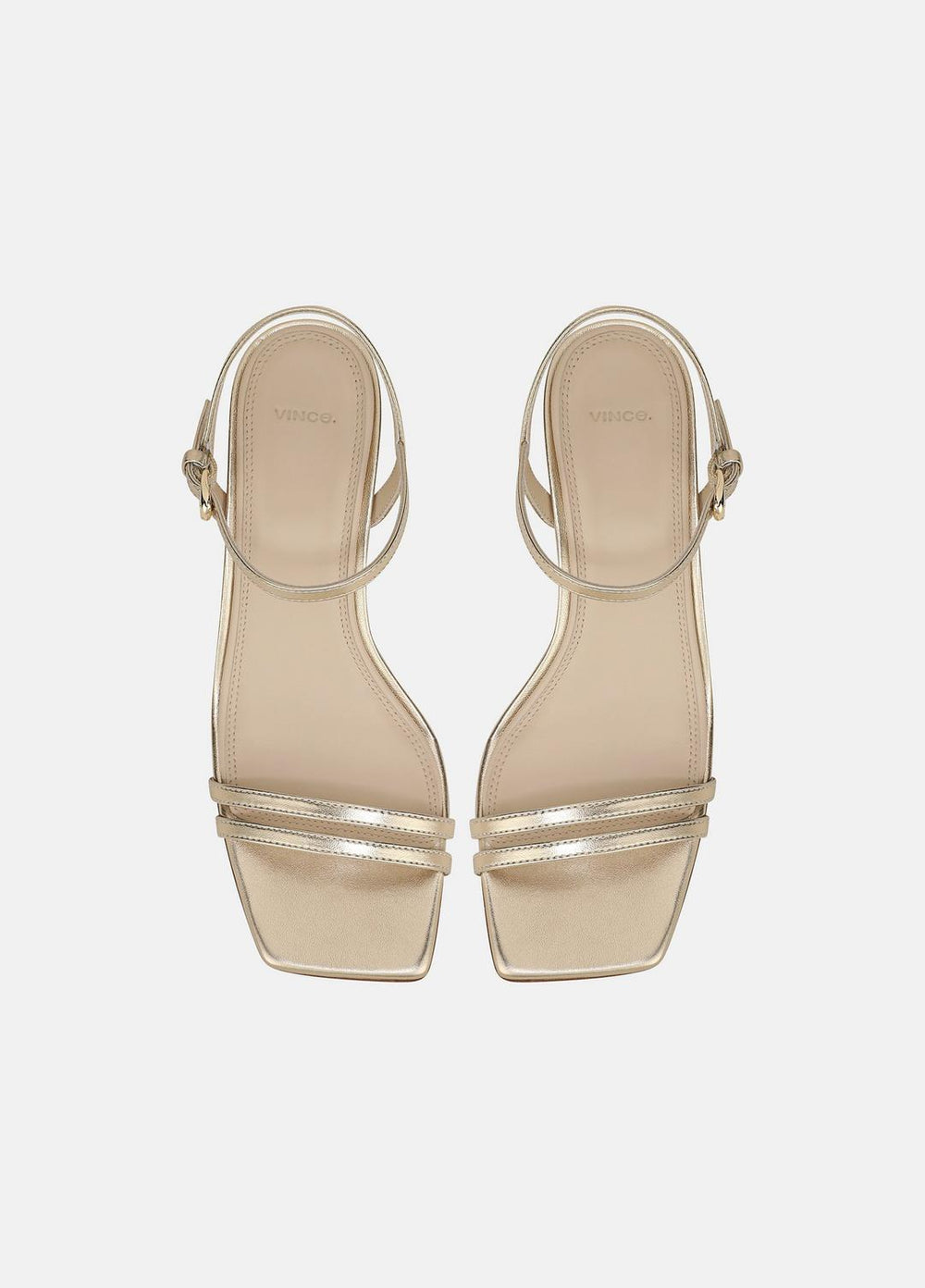 VINCE | Tilda Metallic Leather Heeled Sandal in Heels - CHAMPAGNE