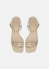 VINCE | Tilda Metallic Leather Heeled Sandal in Heels - CHAMPAGNE