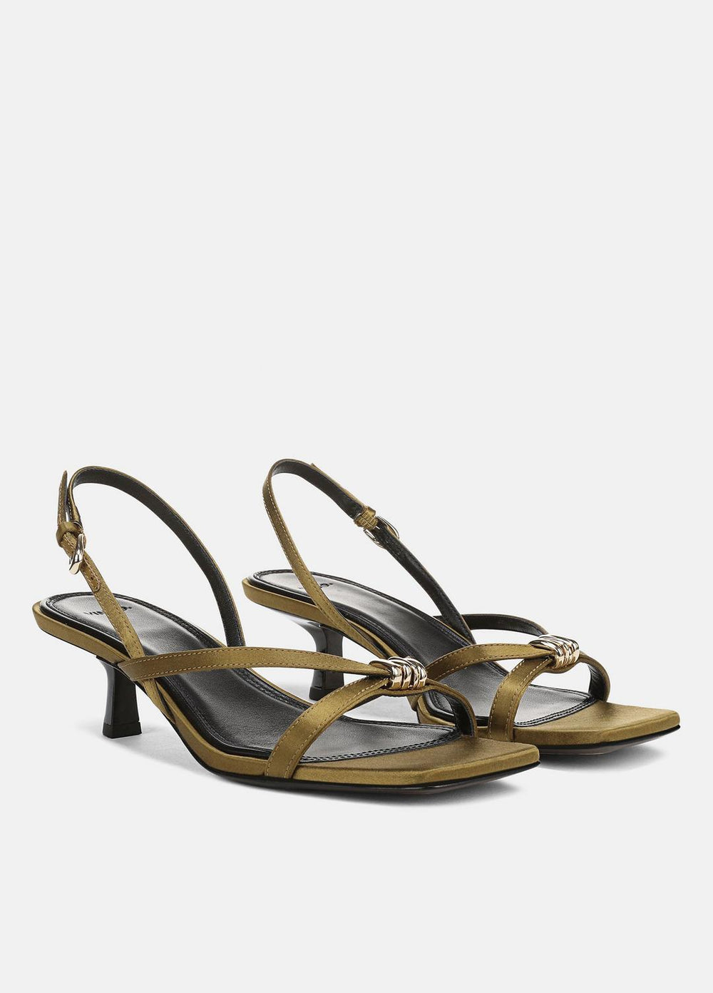 VINCE | Tali Satin Slingback Sandal in Heels - OLIVE WOOD