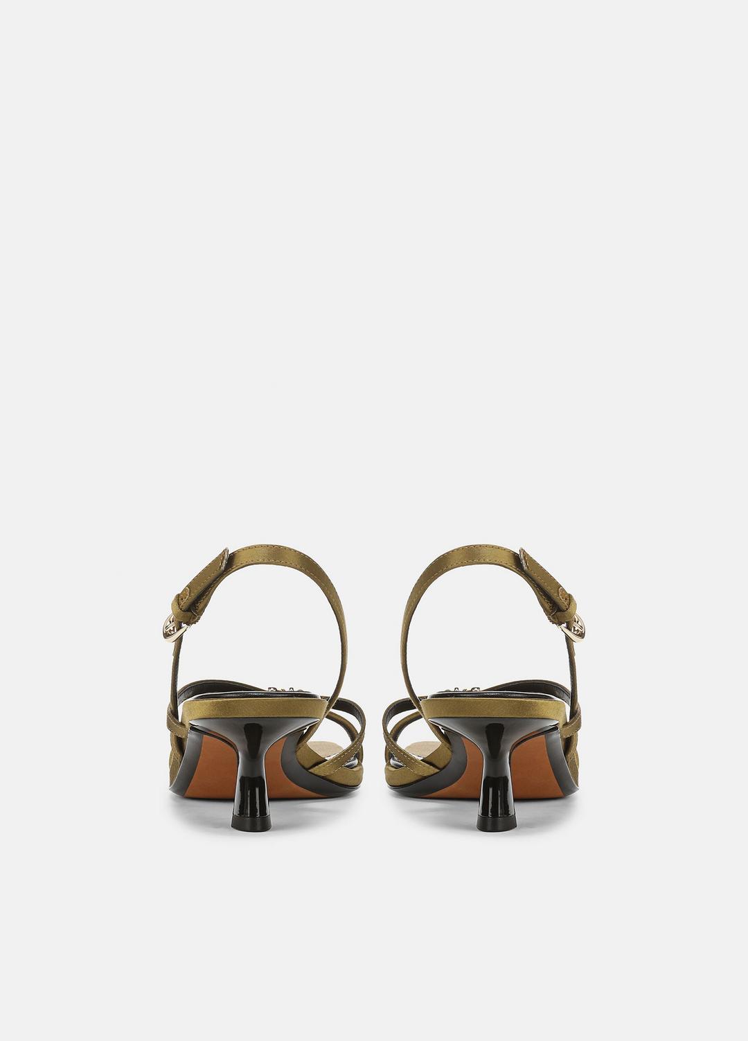 VINCE | Tali Satin Slingback Sandal in Heels - OLIVE WOOD