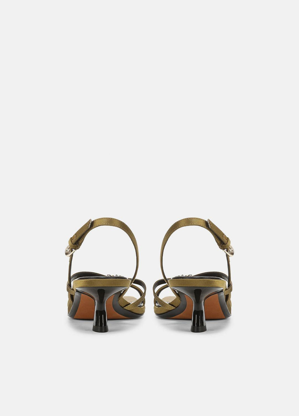 VINCE | Tali Satin Slingback Sandal in Heels - OLIVE WOOD
